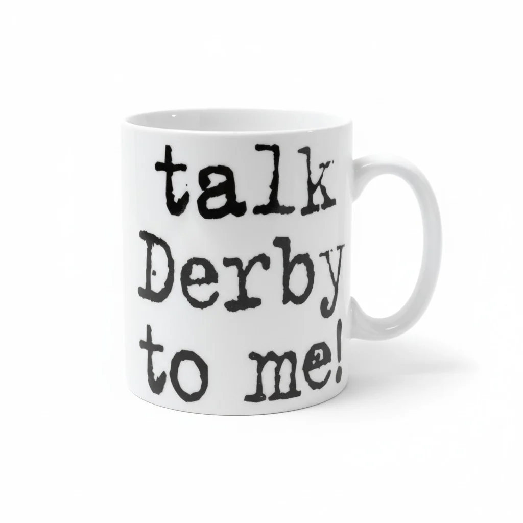 Talk Derby to Me Ceramic Coffee Mug | Equestrian Race Day Drinkware