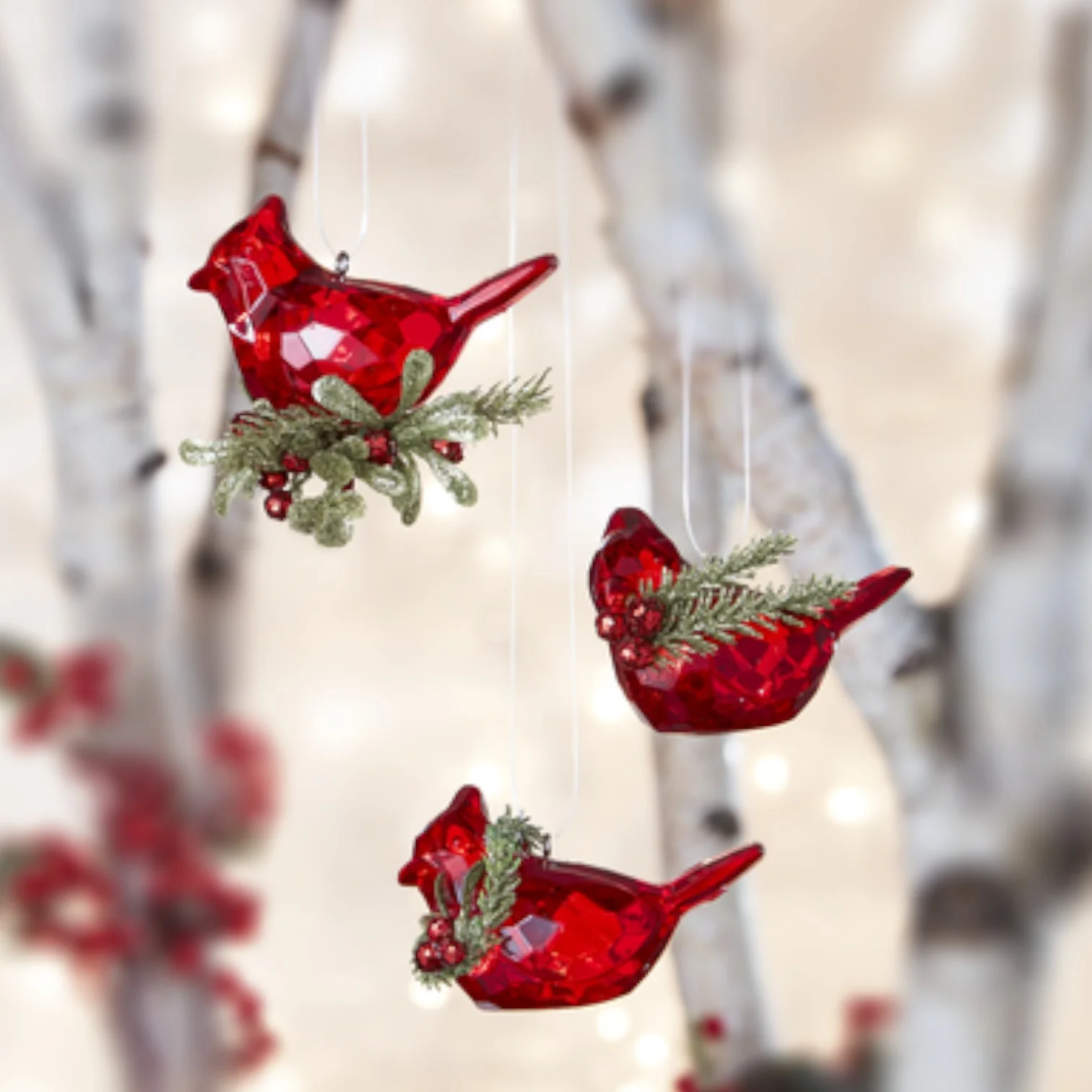 Teeny Kissing Krystal Cardinal Ornaments - Image 2