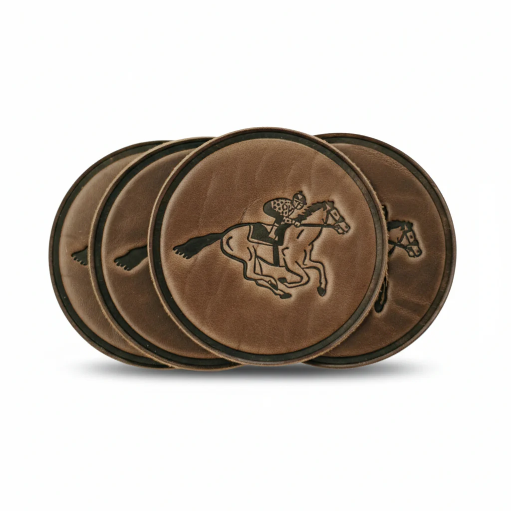 Thoroughbred Leather Coasters | Set of 4 | Handcrafted Horween Leather Drink Mats