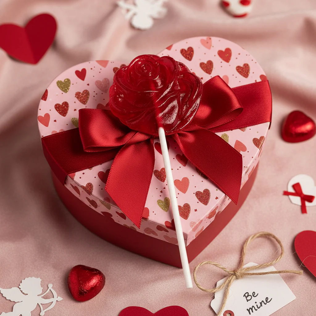 Valentine's Rose Lollipops | Red or Pink Rose Shaped Candy Favors - Image 3