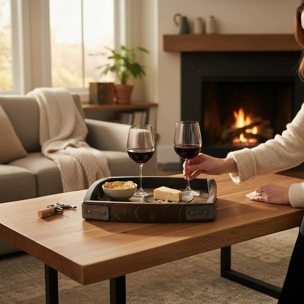 Vino Oak Tray Square | Reclaimed Wine Barrel Serving Tray - Image 4