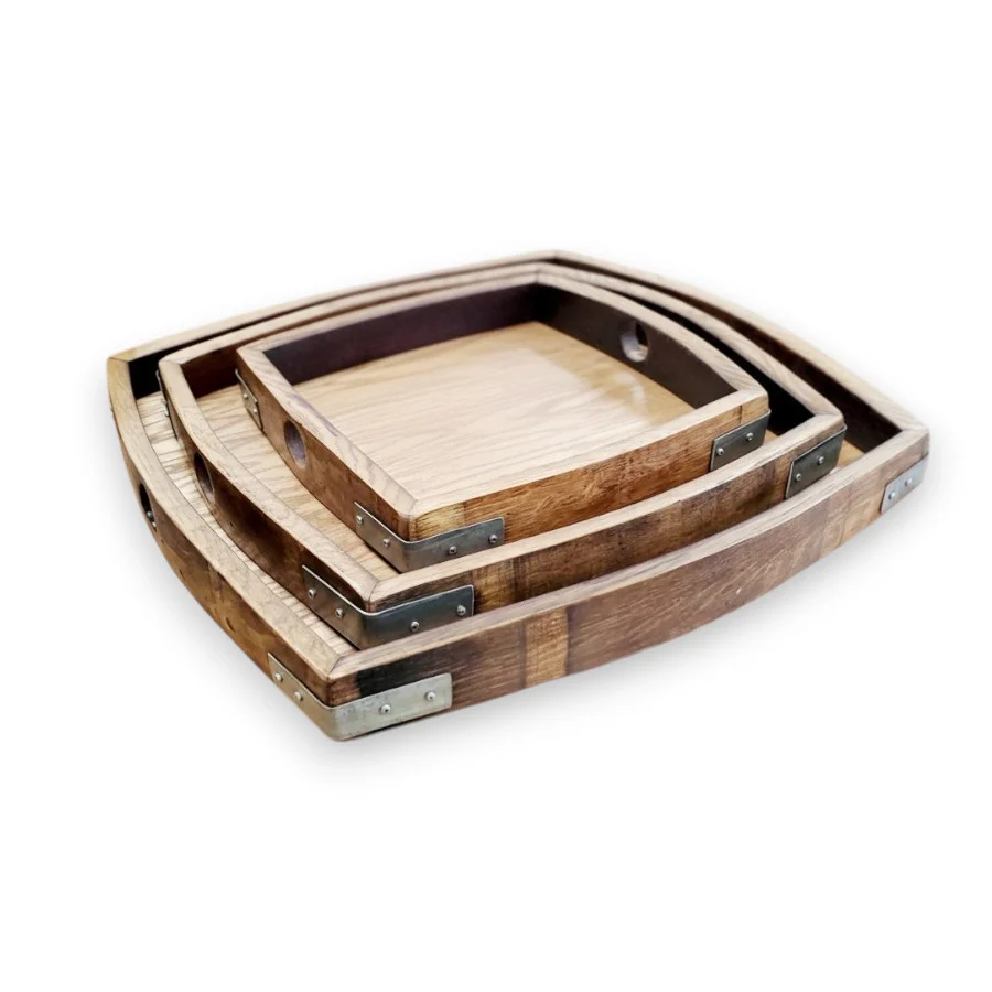 Vino Oak Tray Square | Reclaimed Wine Barrel Serving Tray - Image 5