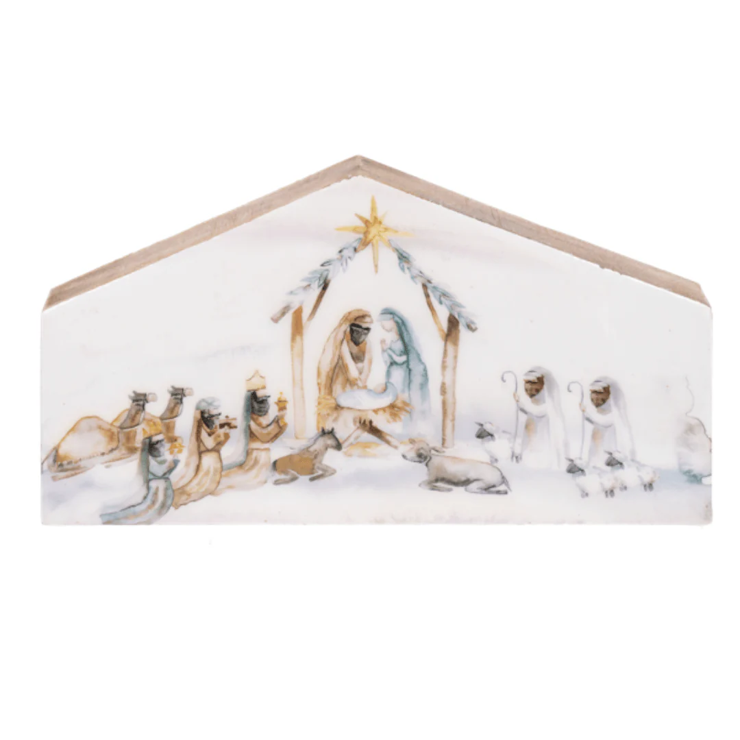 Watercolor Christmas Nativity Scene Block