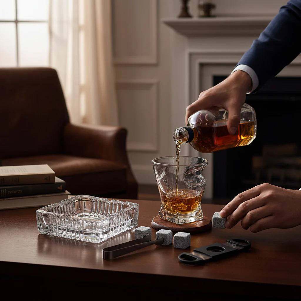 Whiskey Glass Set with Accessories in Premium Wooden Gift Box - Image 2