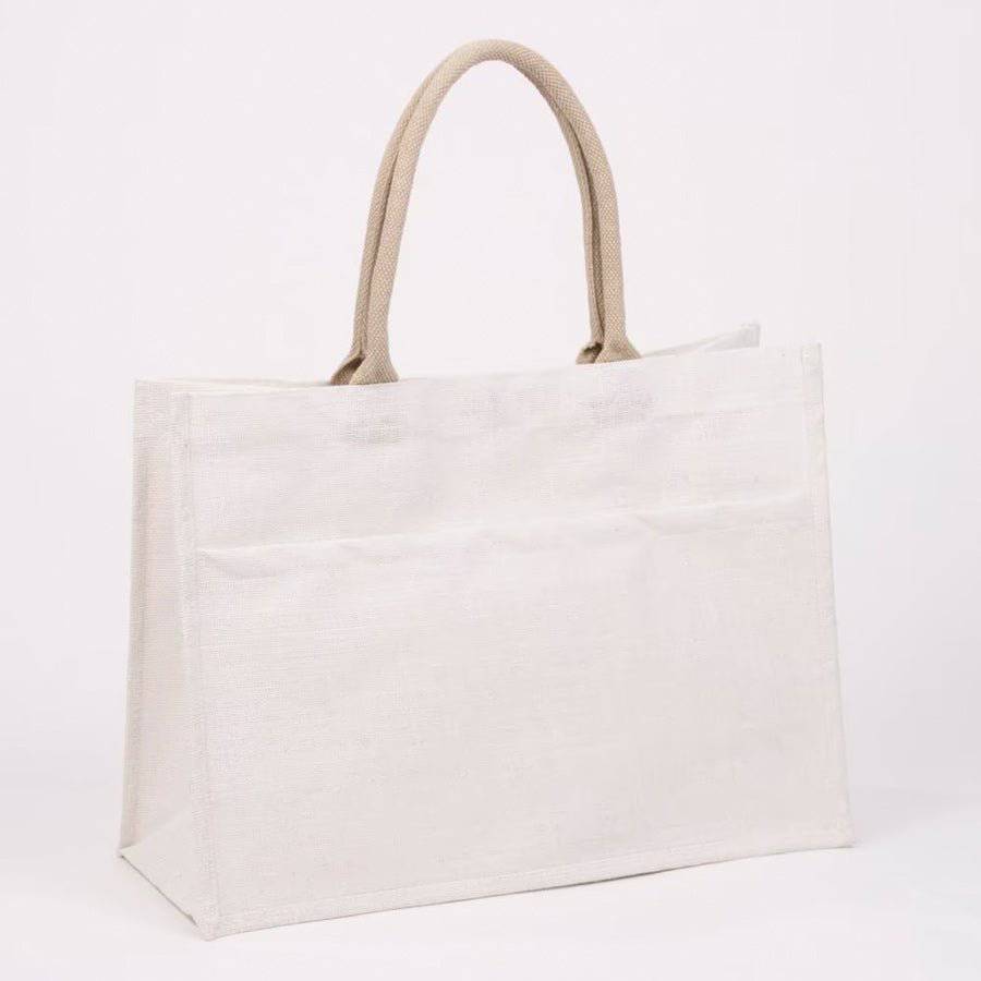 White Jute Carry-All Tote