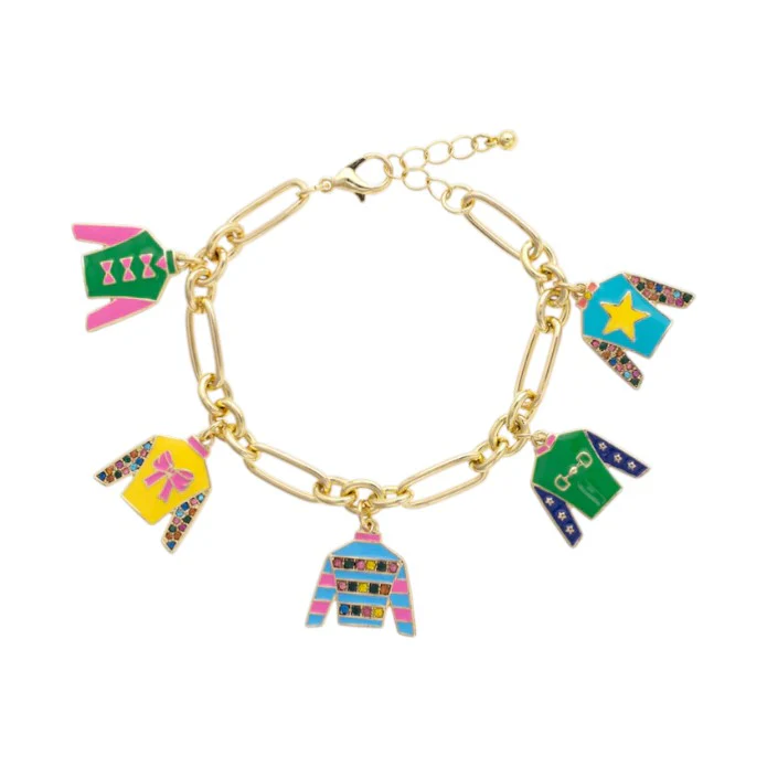 Winner's Circle Jockey Silk Enamel Charm Bracelet | Multi-Color