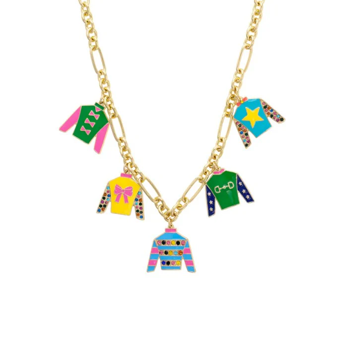 Winner's Circle Jockey Silk Enamel Charm Necklace | Multi-Color