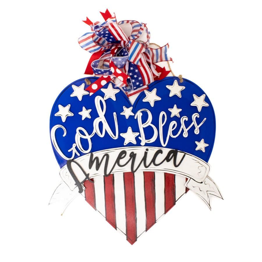 Wooden Americana Heart Shaped Door Signs - Image 4
