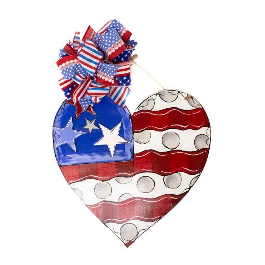 Wooden Americana Heart Shaped Door Signs - Image 5